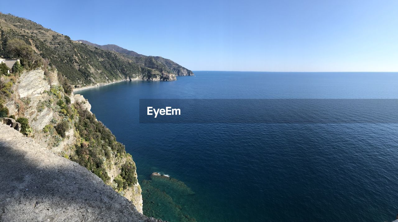 Scenic view of sea against clear sky