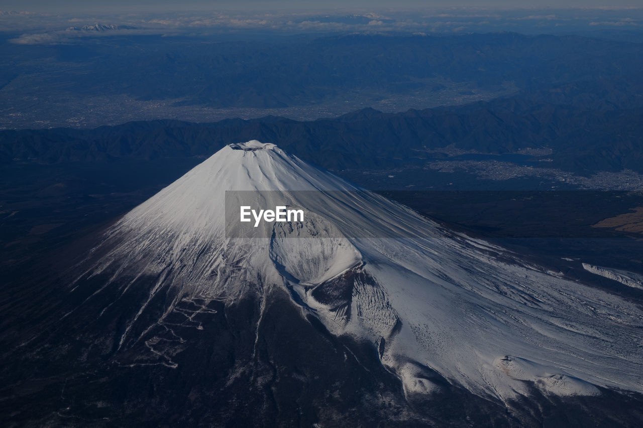 High angle view of snowcapped mountain