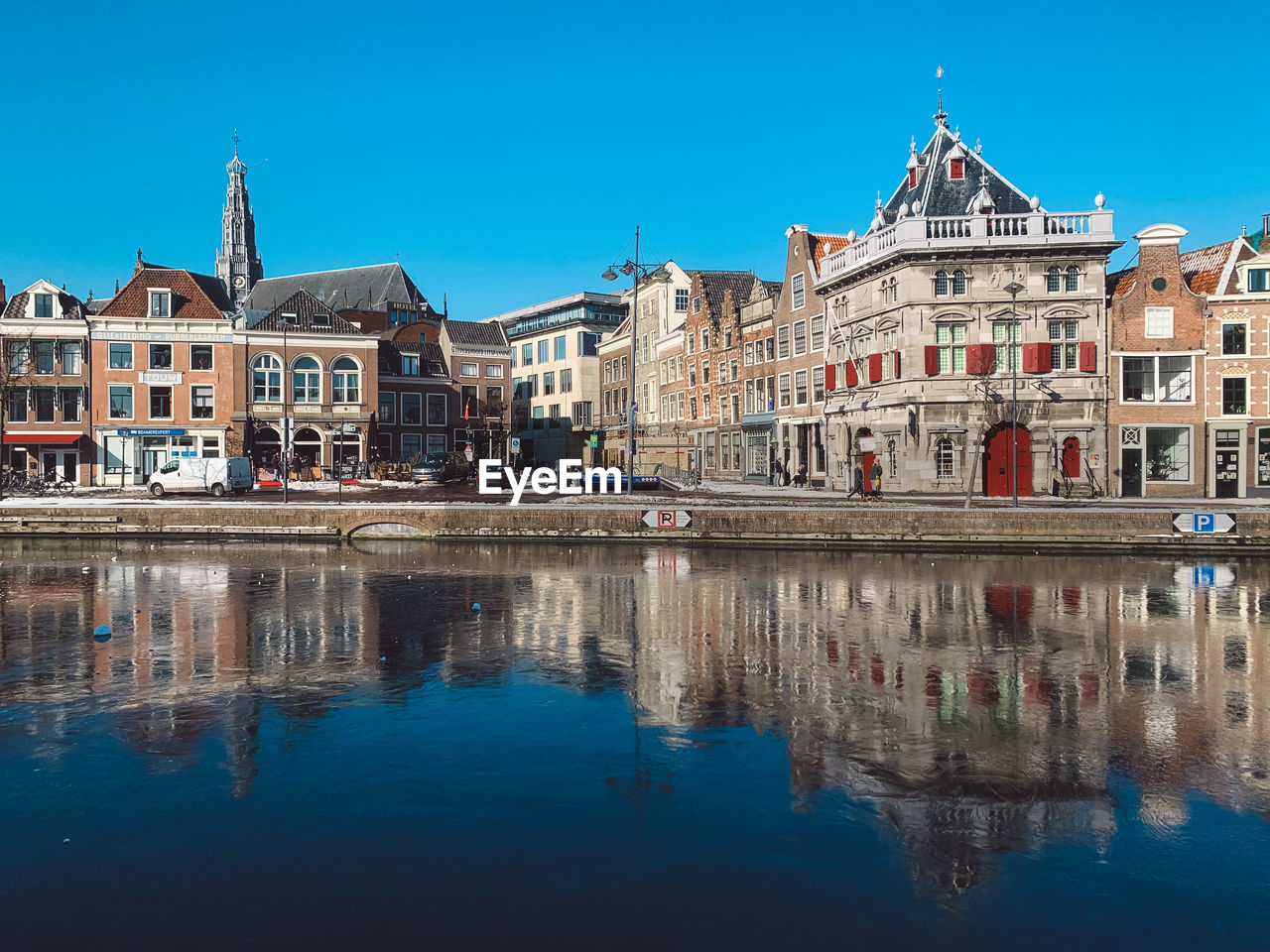 Reflection of buildings in water