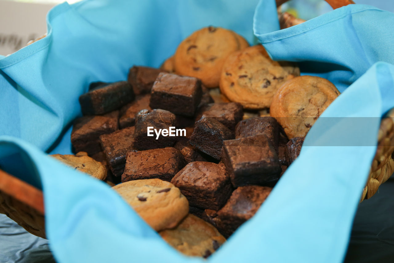 Freshly baked brownies and chocolate chip cookies