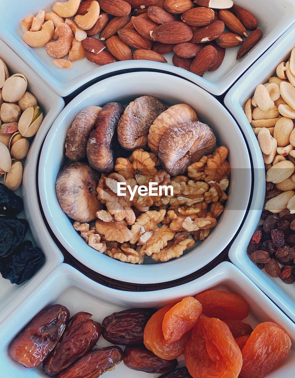 Directly above shot of dried food at table