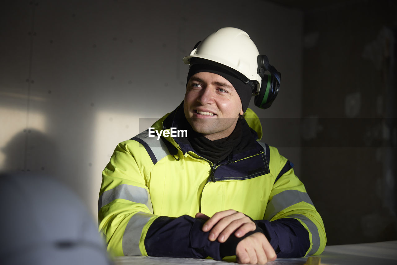 Male engineer at building site