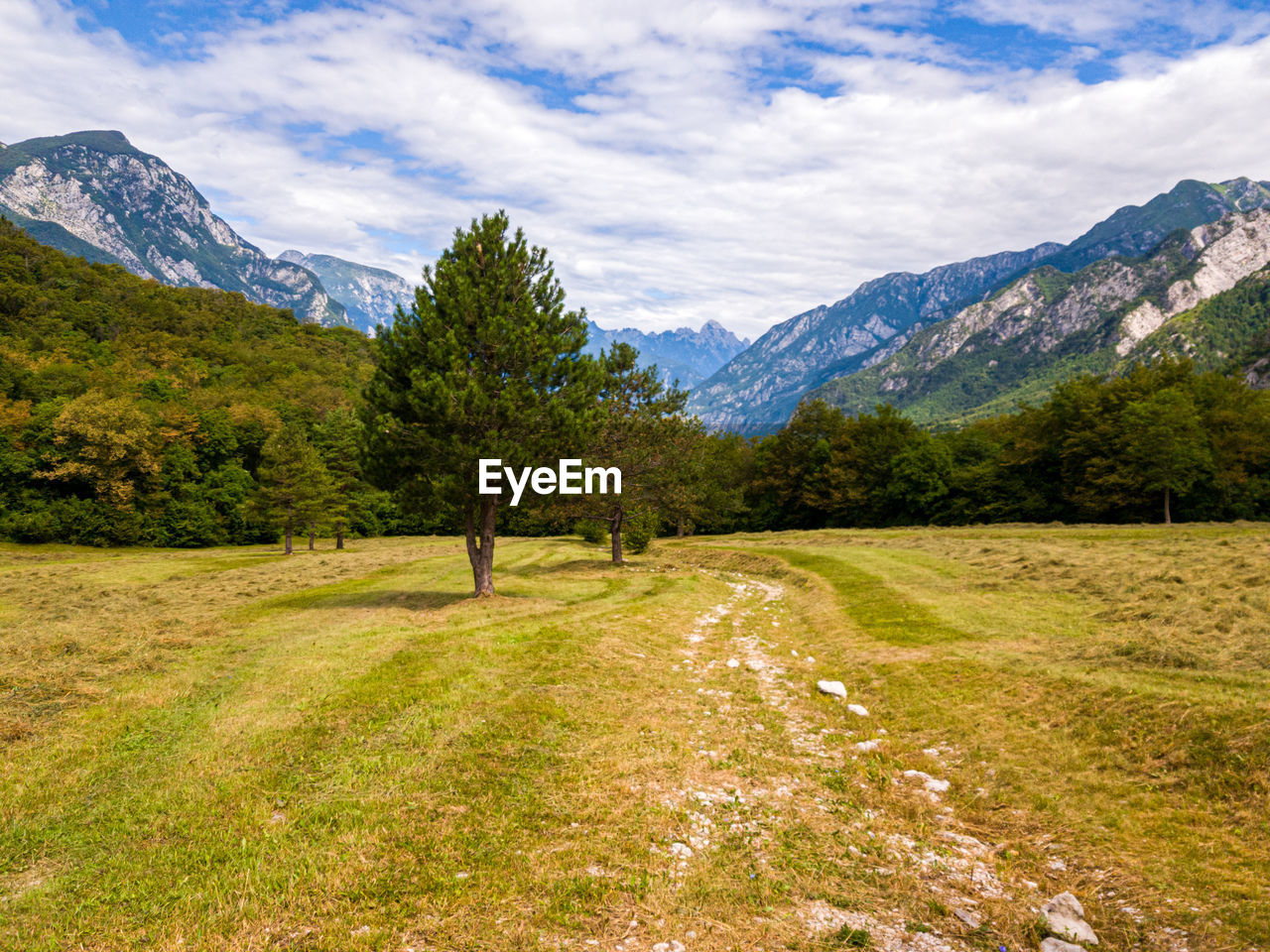 SCENIC VIEW OF LANDSCAPE AND MOUNTAINS AGAINST SKY