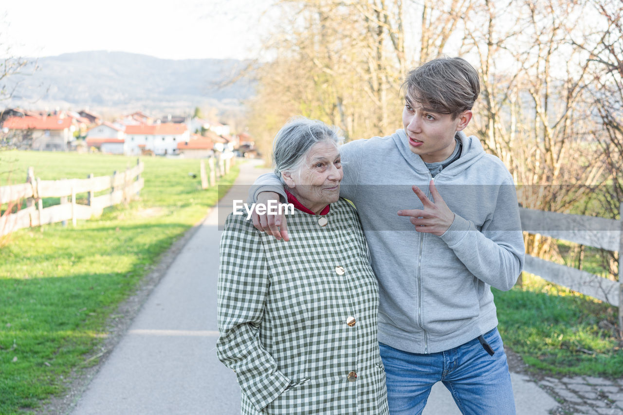 Teenage boy with his grandmother