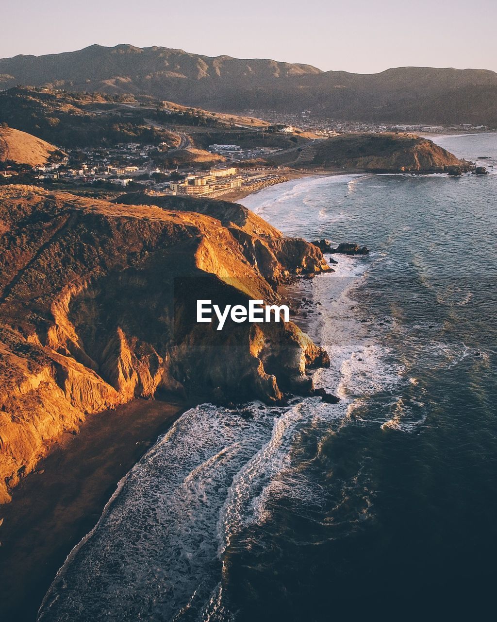 Aerial view of rocky coastline