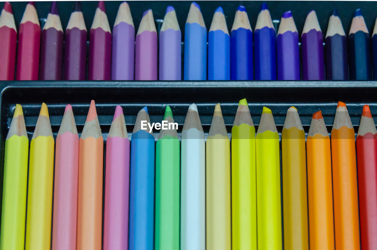 Wooden color pencil in a box