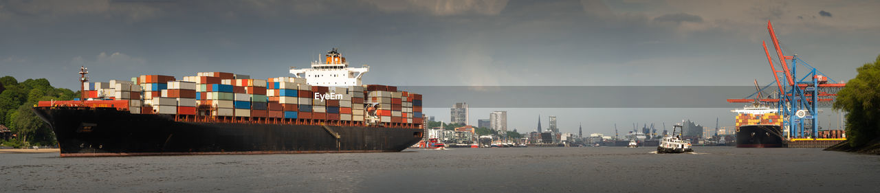 Scenic view of commercial dock