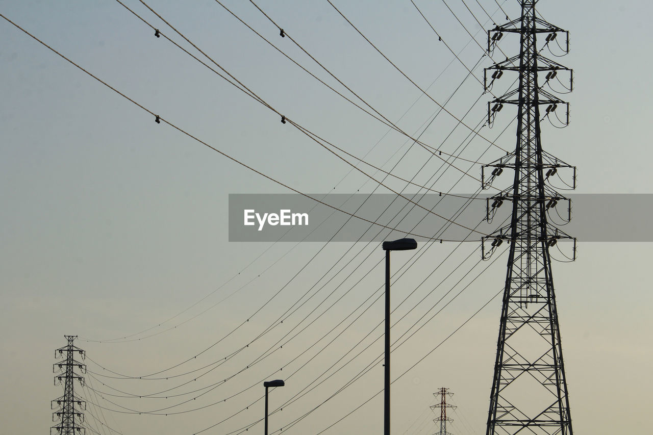 low angle view of power lines