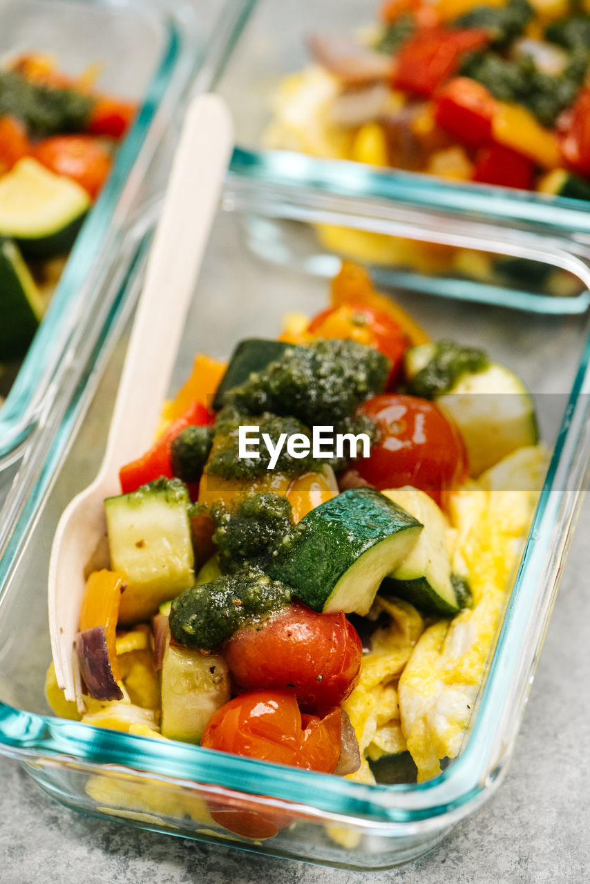 Whole30 vegetable scramble meal prep containers
