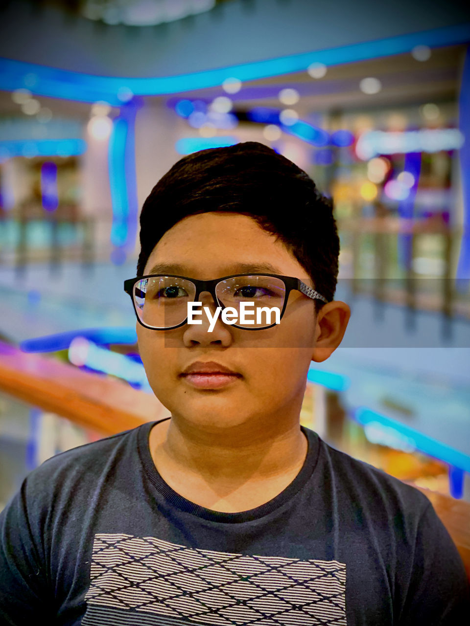 Portrait of boy wearing eyeglasses