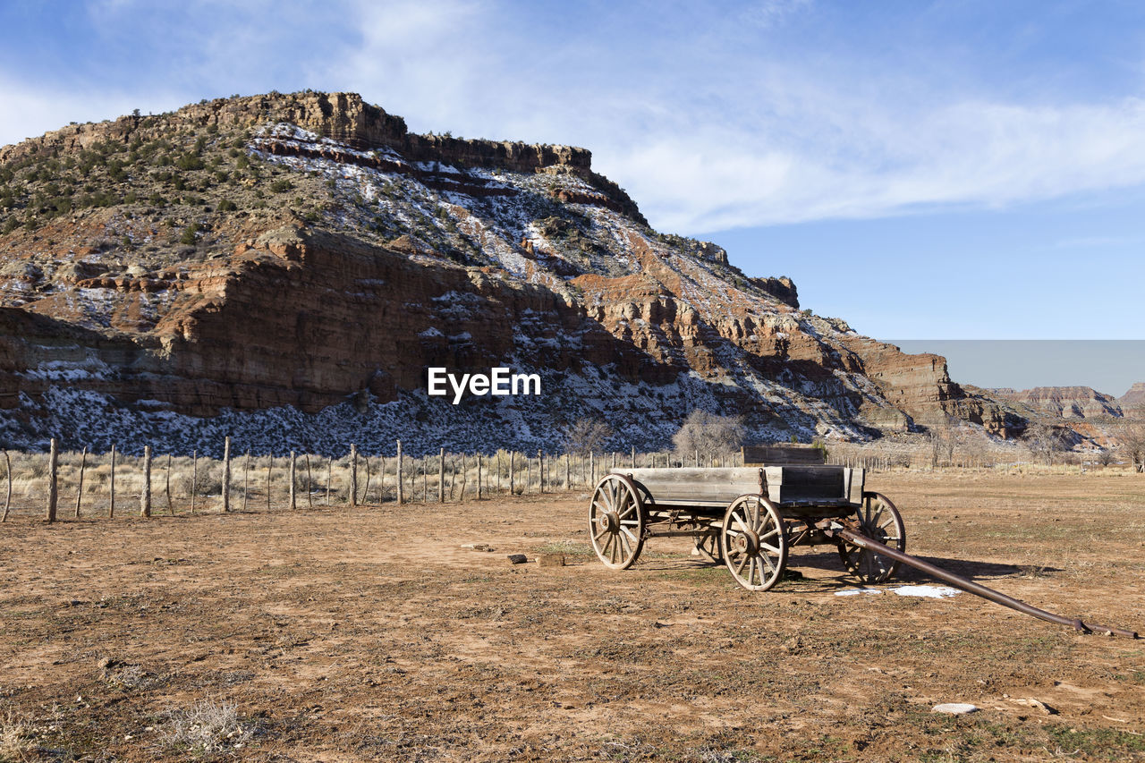 Old wooden wagon in grafton, a 19th century ghost town near rockville and zion national park