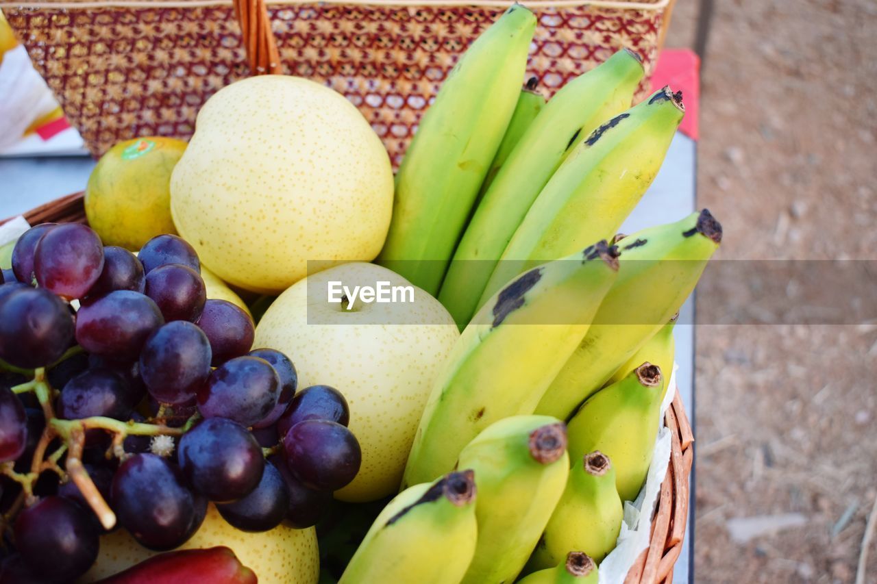 HIGH ANGLE VIEW OF FRUITS IN CONTAINER