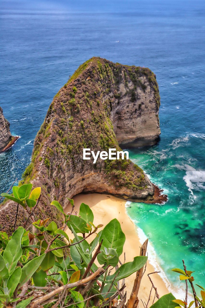 High angle view of rocks on beach