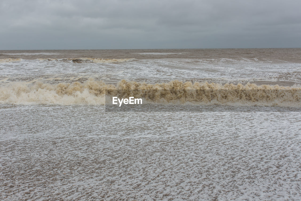 Scenic view of sea against cloudy sky