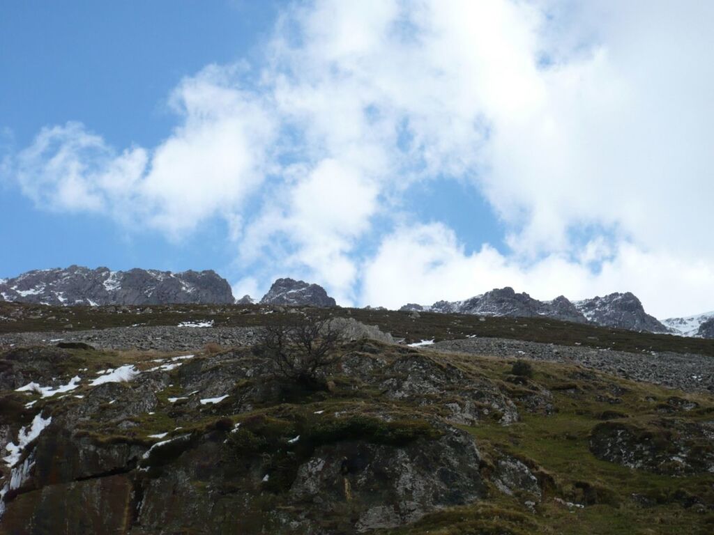 Scenic view of snow covered mountains against sky