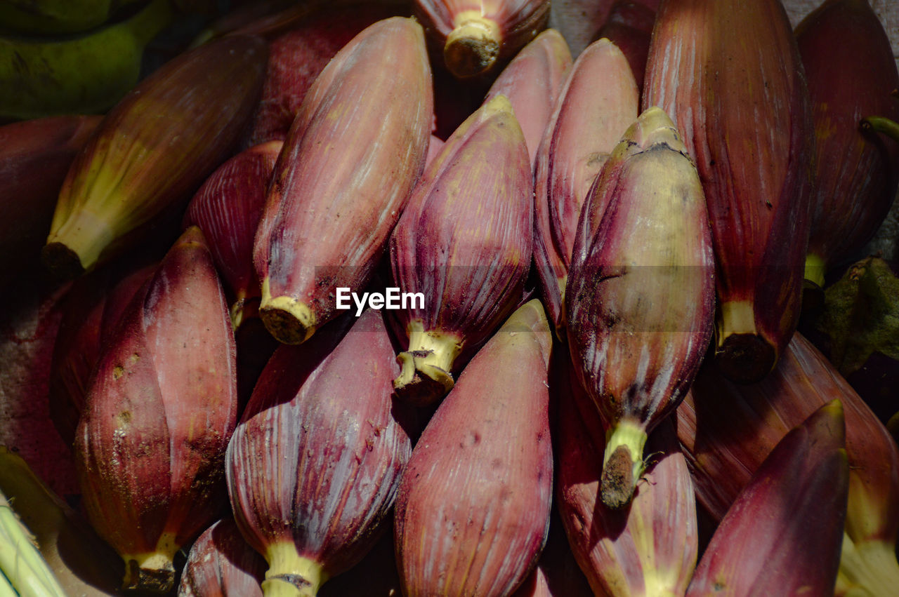 Full frame shot of banana flower sold at luang prabang morning market