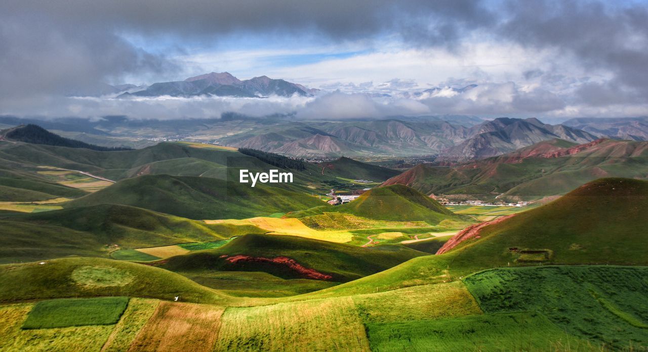 High angle view of landscape against sky