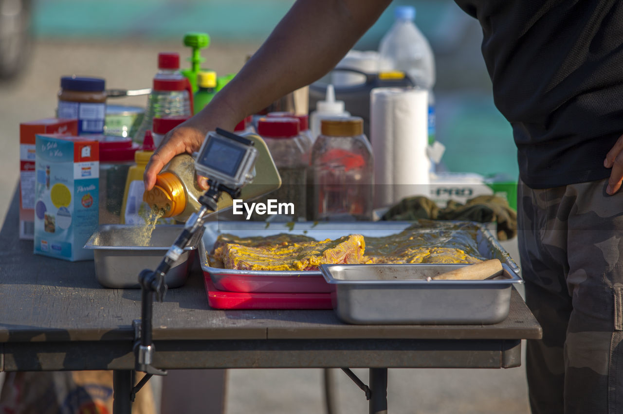 Chef preparing food in kitchen counter