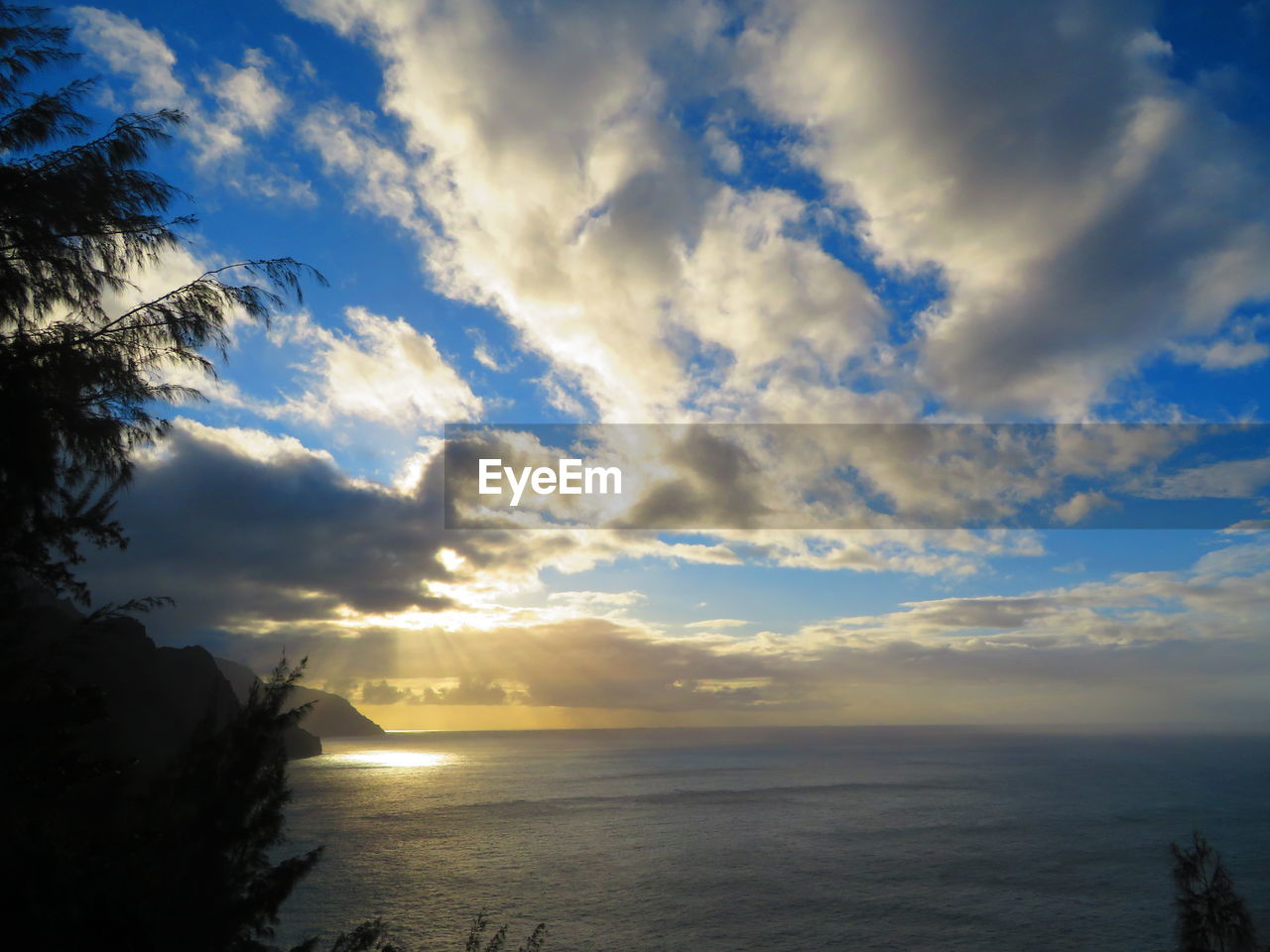 SCENIC VIEW OF SEA AGAINST SUNSET SKY