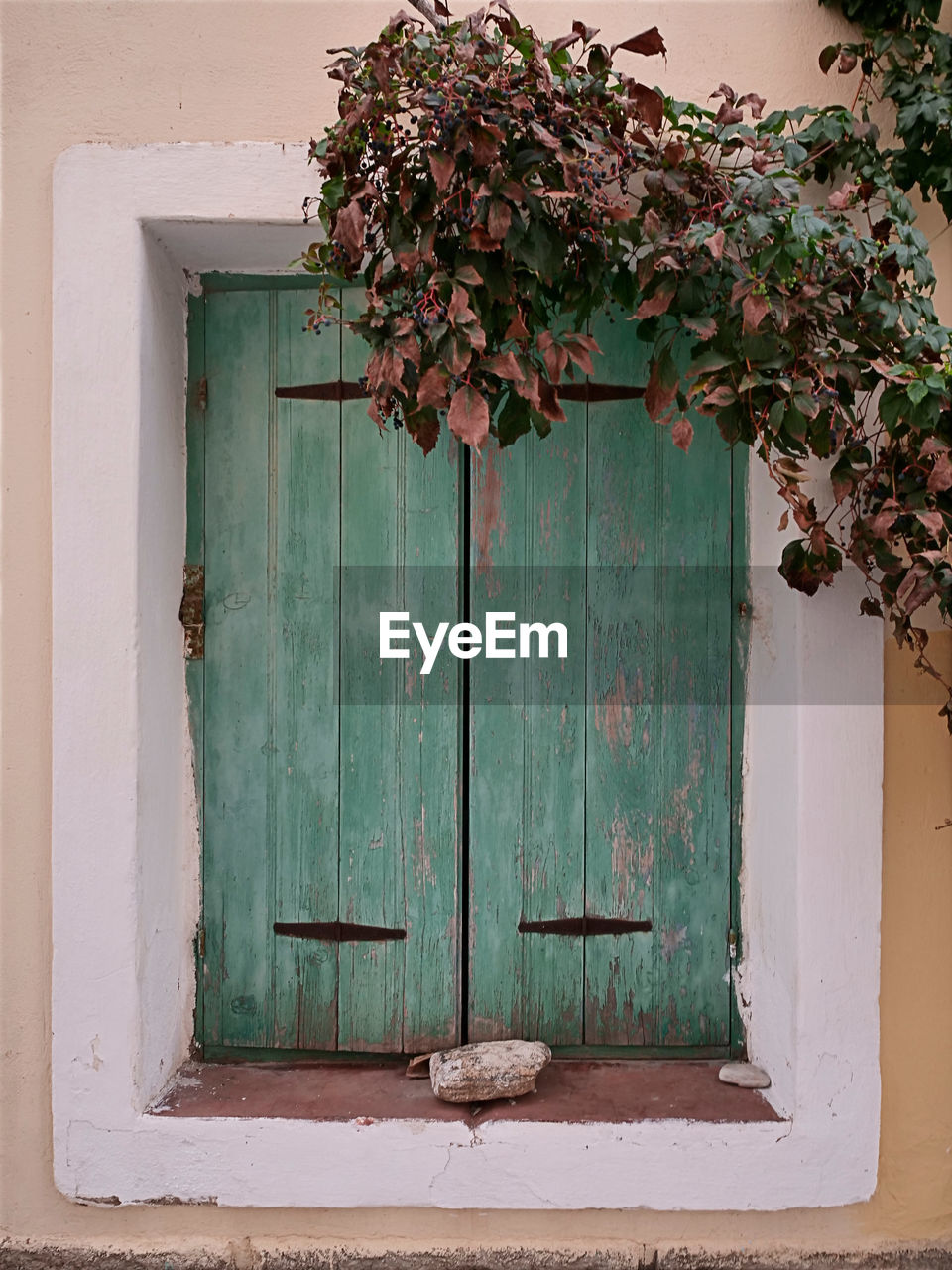 CLOSED WOODEN DOOR OF HOUSE