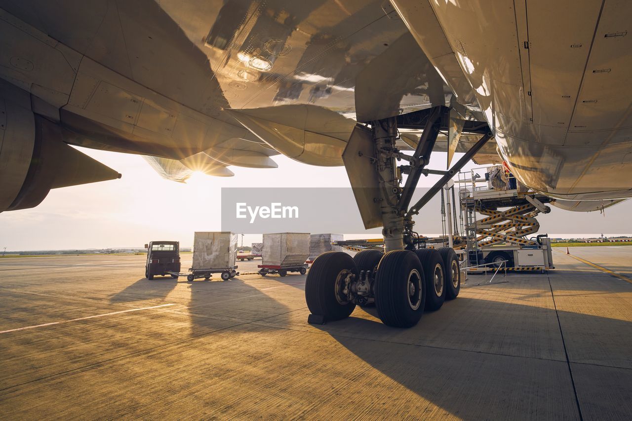 Low angle view of airplane against sky