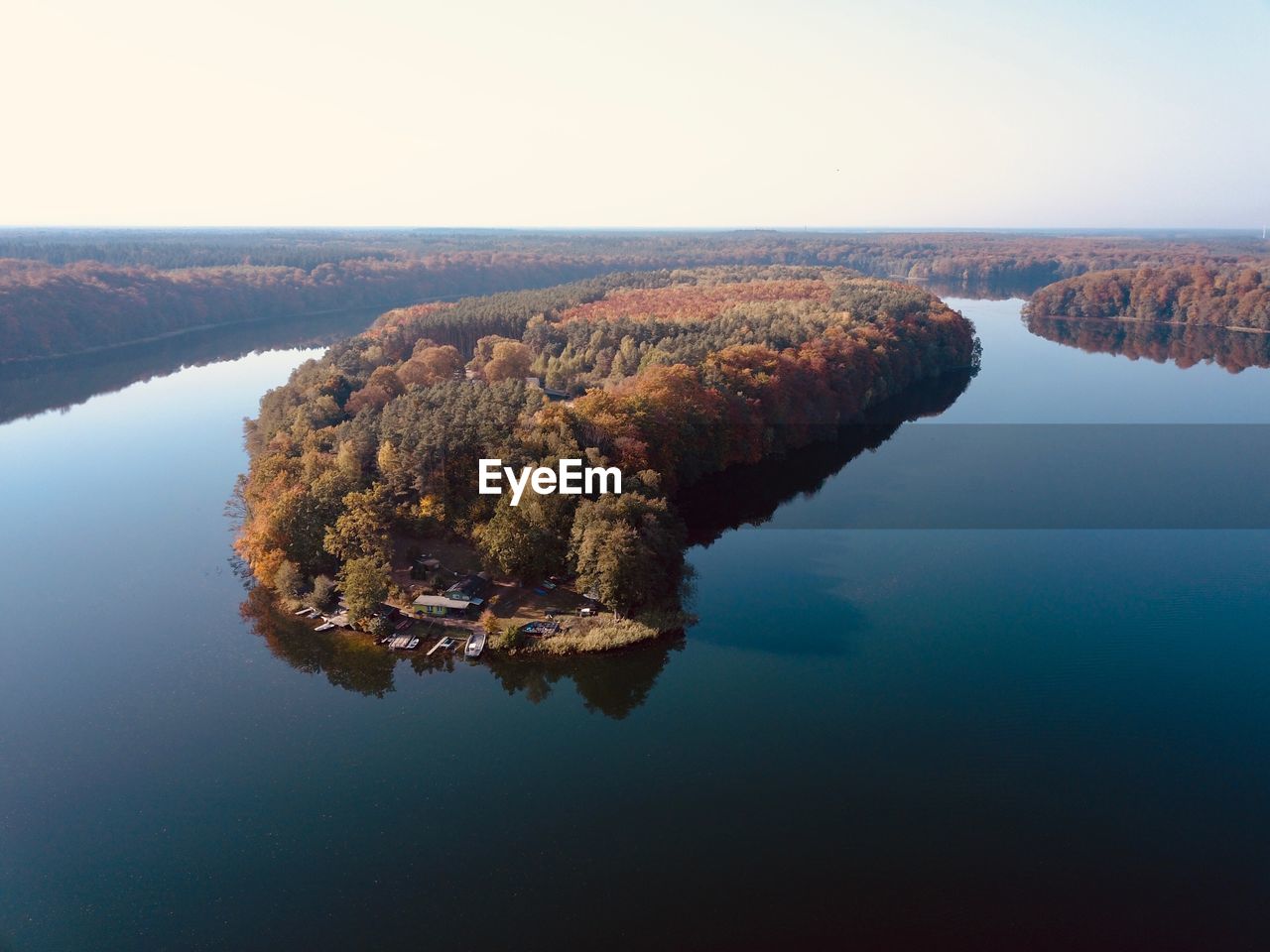 Scenic view of lake against clear sky