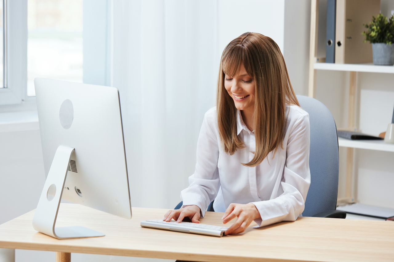 businesswoman working at desk