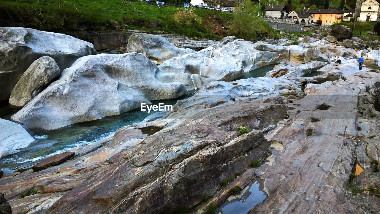 Landscape shot taken in lavertezzo, switzerland next to ponte dei salti