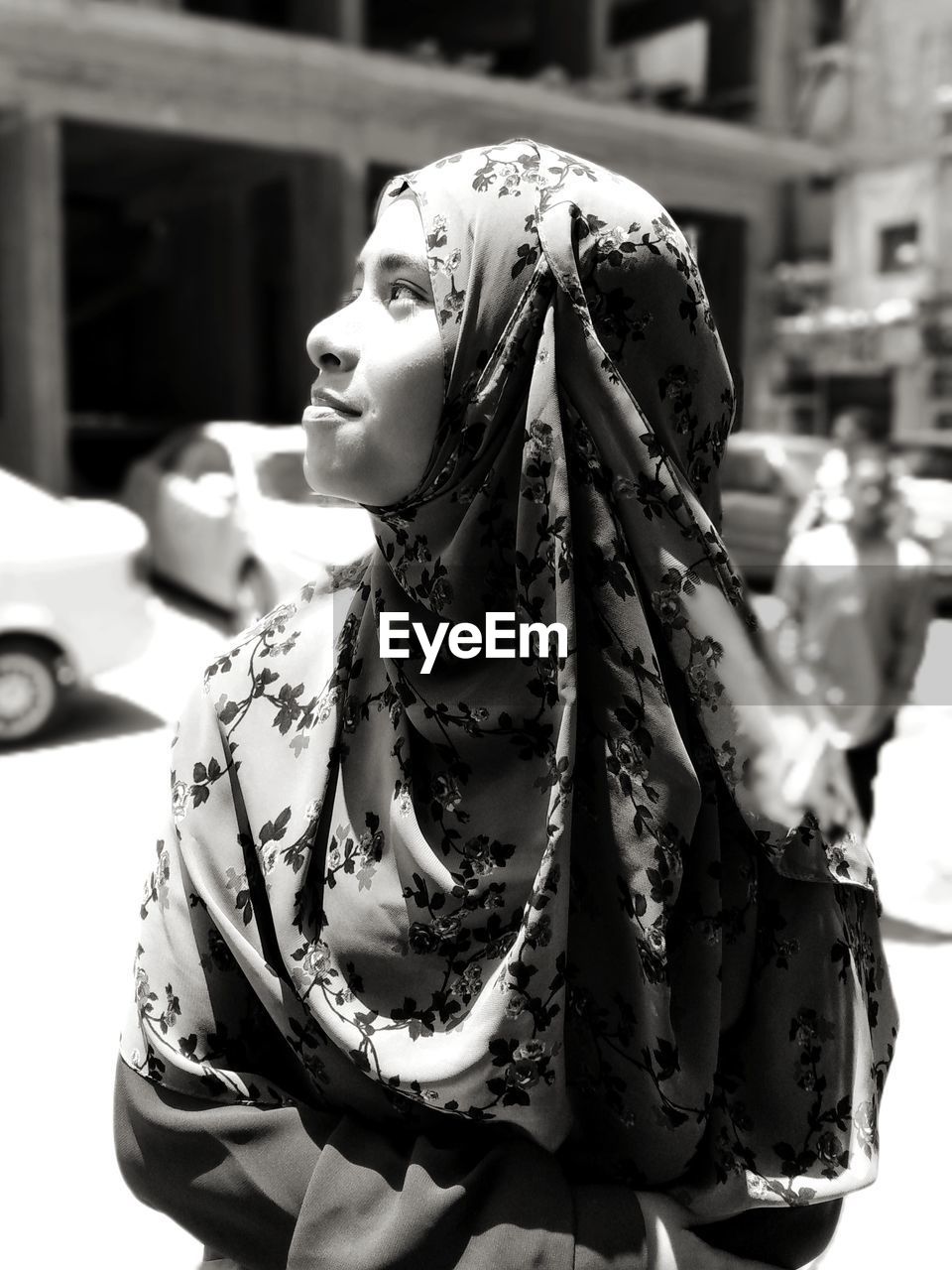 Woman wearing hijab in city