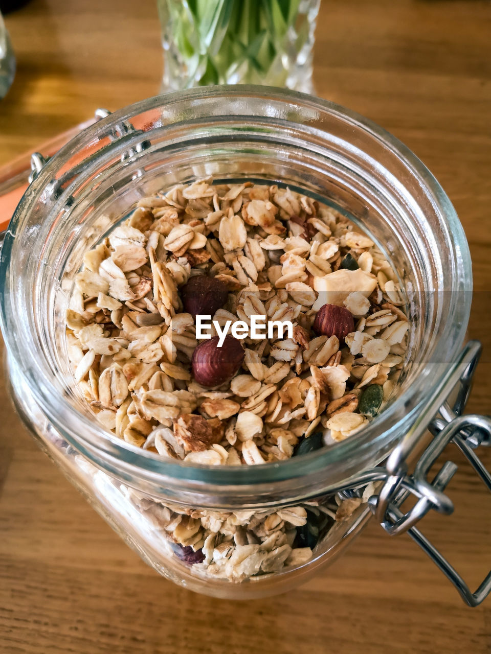 High angle view of homemade granola