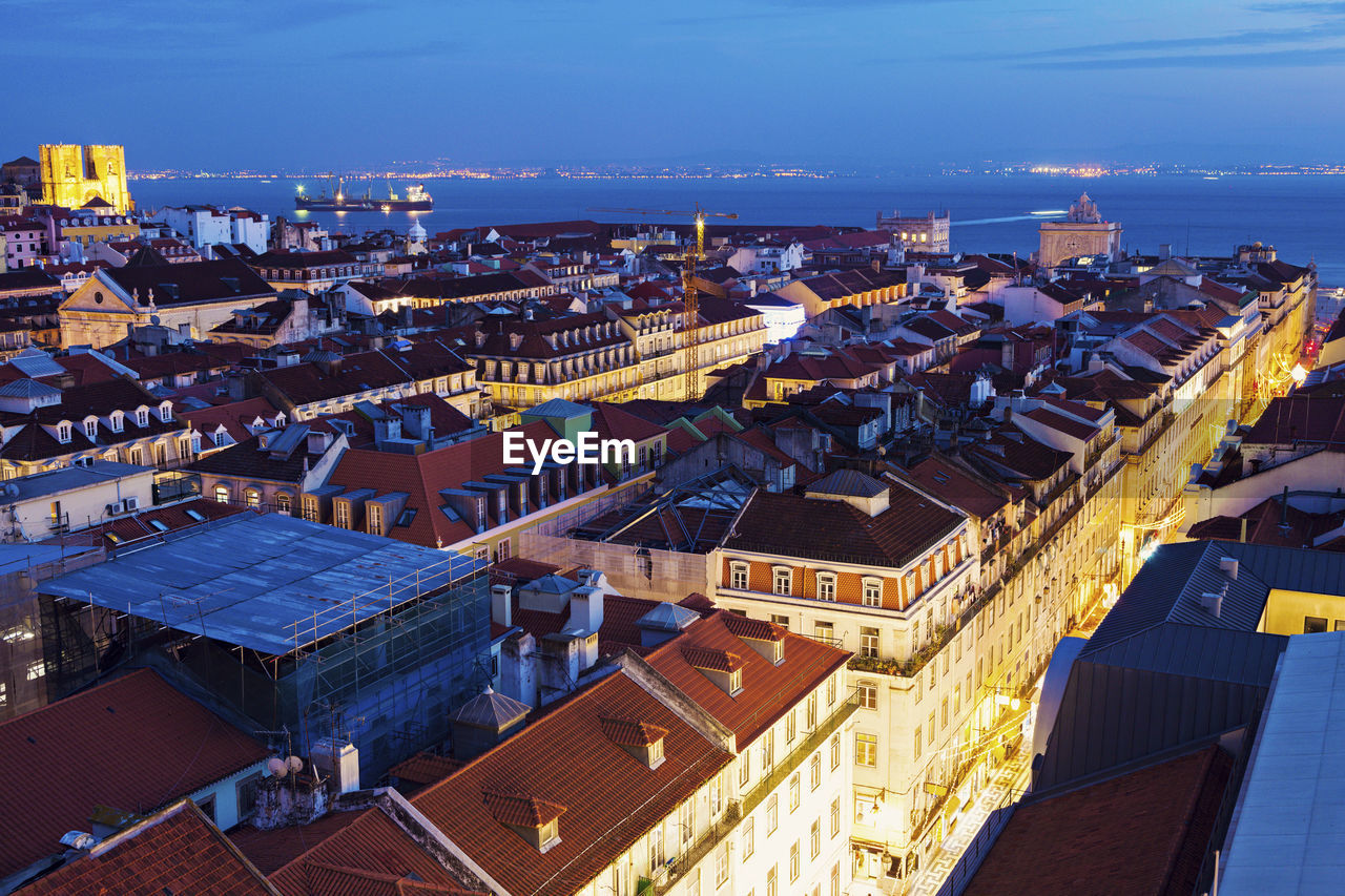 high angle view of cityscape against sky