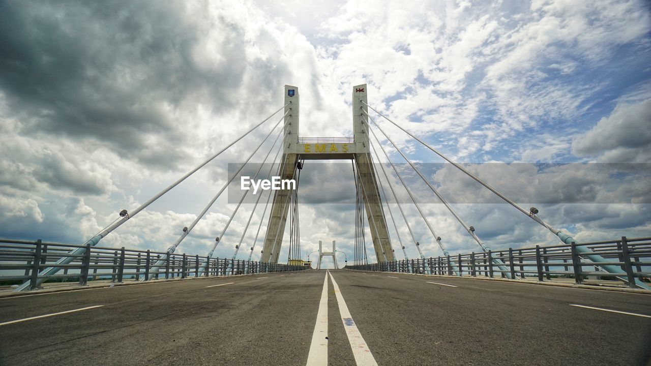 VIEW OF SUSPENSION BRIDGE IN CITY