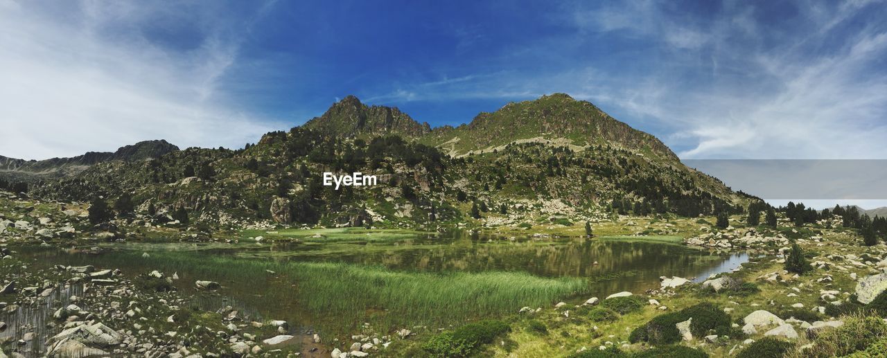 SCENIC VIEW OF LAKE WITH MOUNTAINS IN BACKGROUND