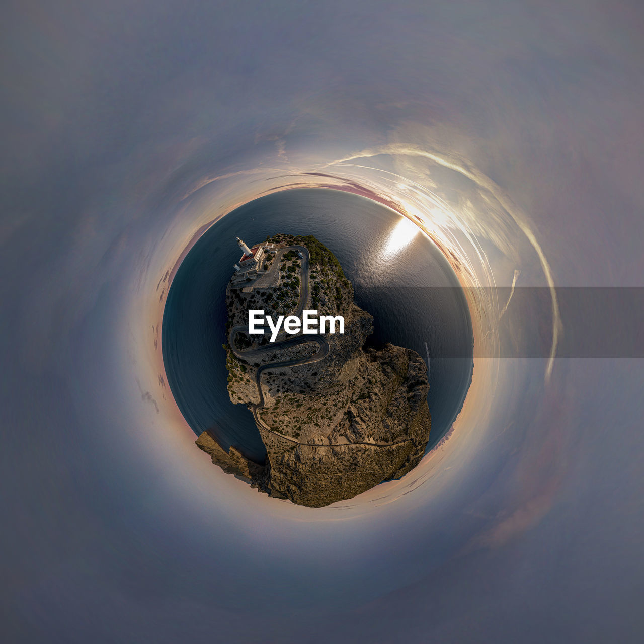 Little planet from cap formentor in mallorca