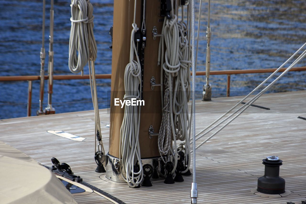 Close-up of ropes on boat