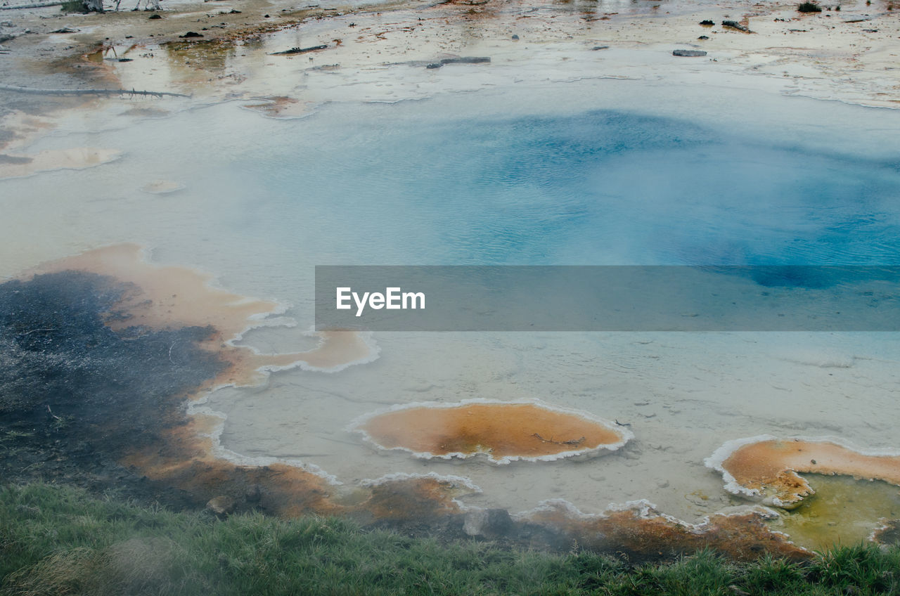 High angle view of hot spring