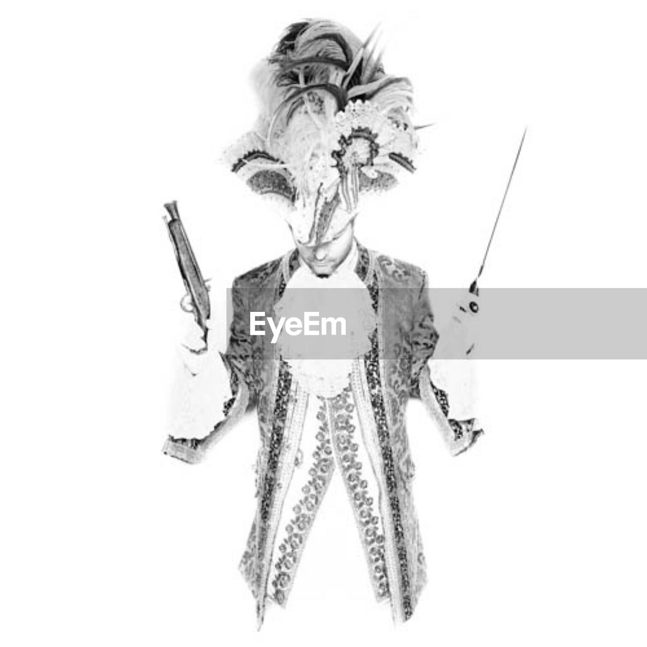 Man in venice carnival costume against black background