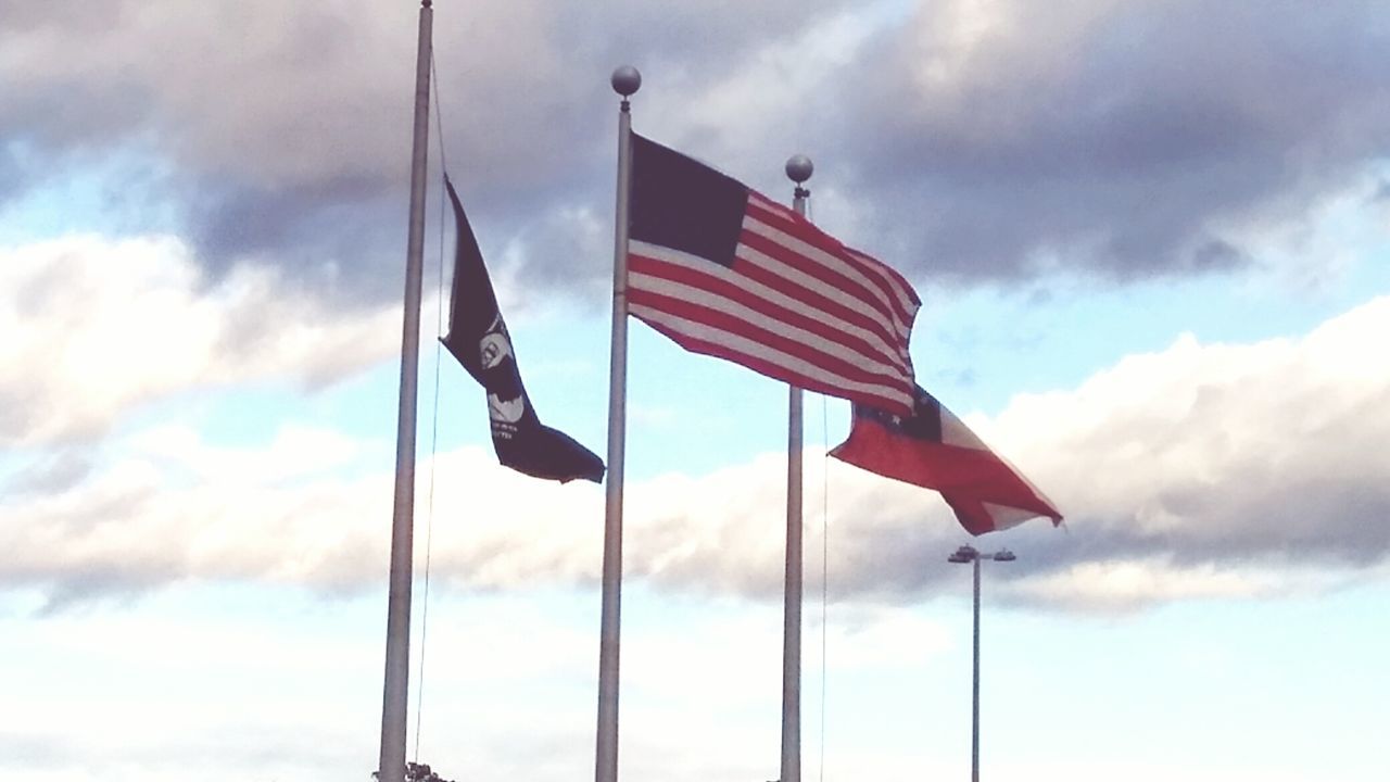 LOW ANGLE VIEW OF FLAG FLAGS AGAINST SKY