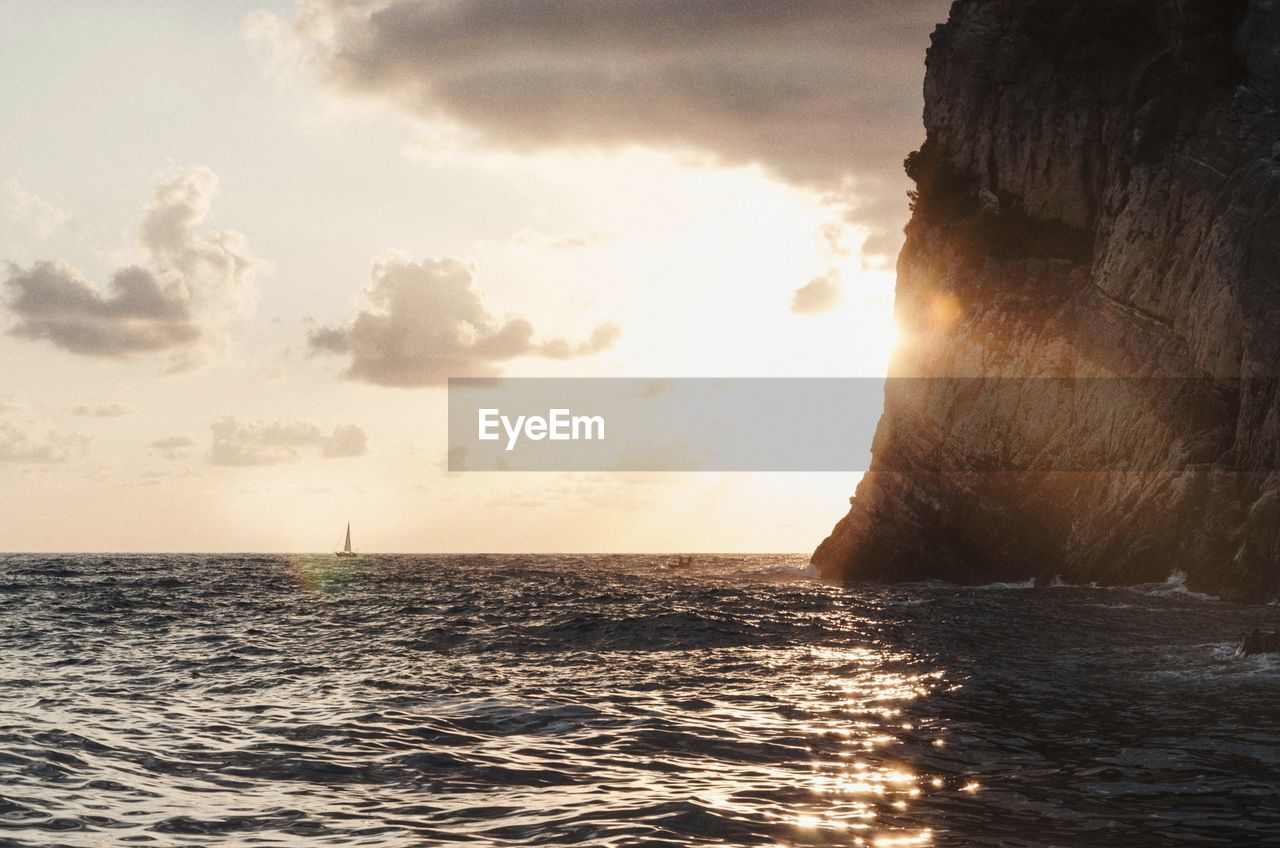 Scenic view of sea against sky during sunset