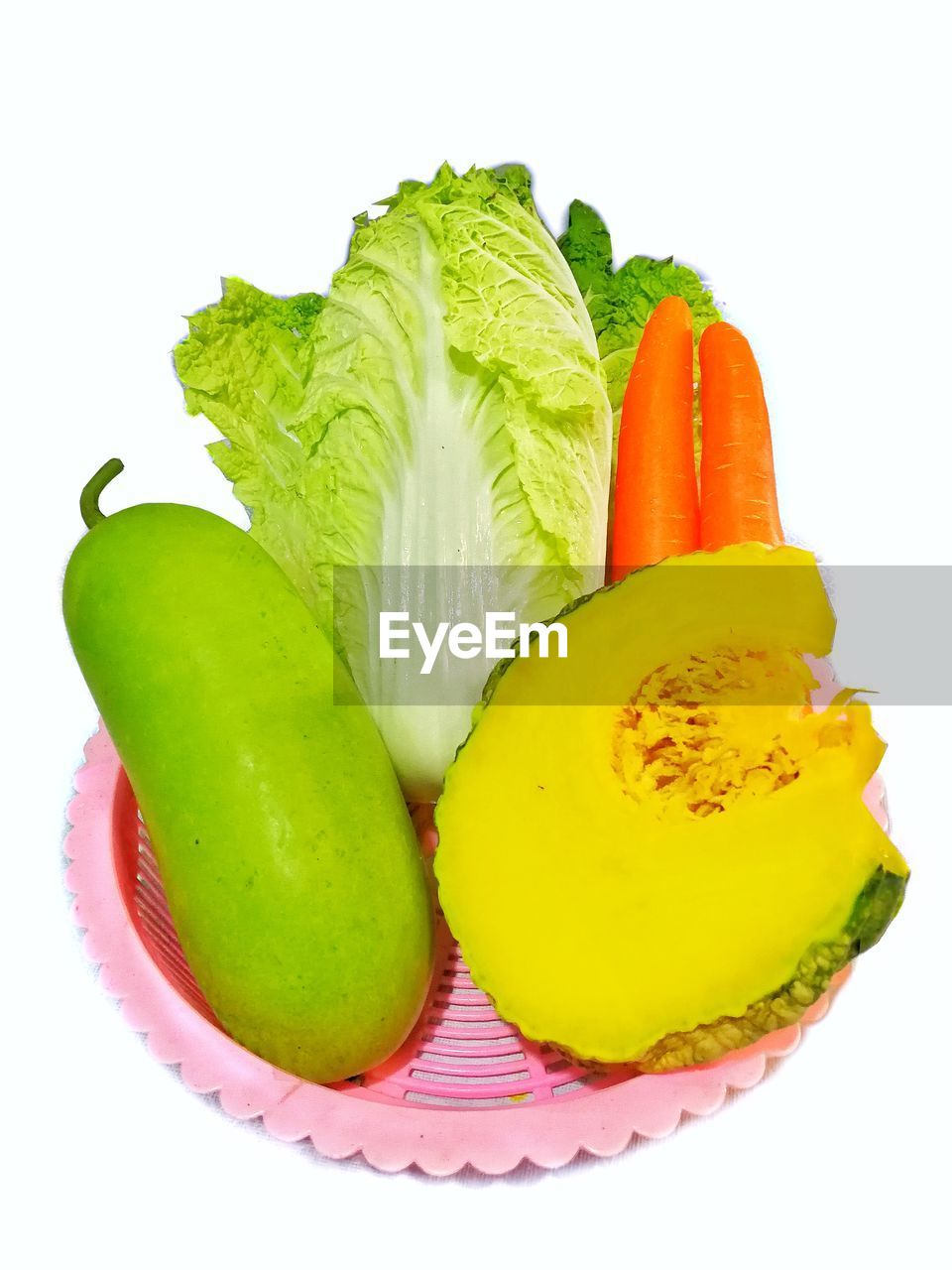 High angle view of vegetables against white background