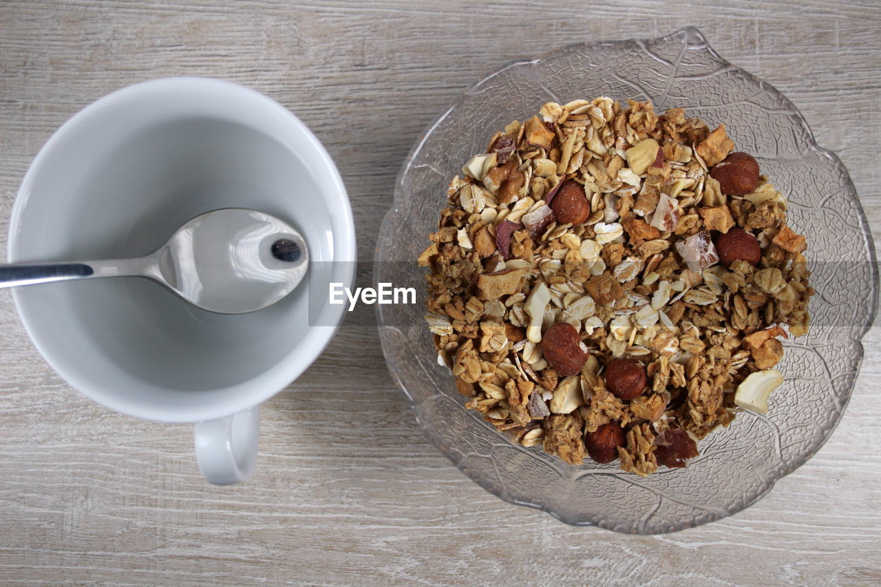 Close-up of breakfast on table