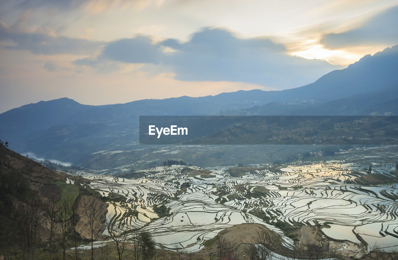 Scenic view of mountains against sky