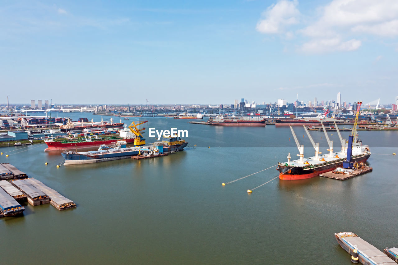 Aerial from industry in the rotterdam harbor in the netherlands