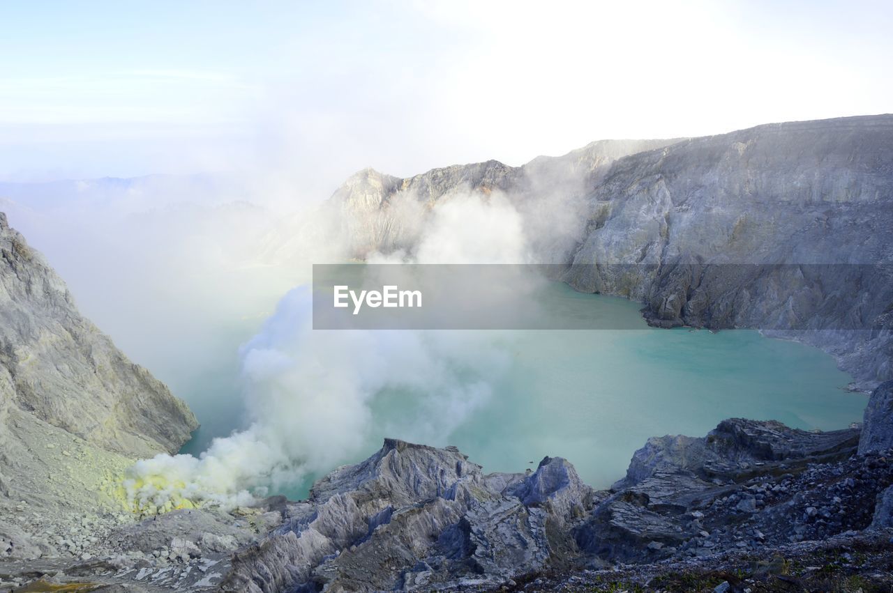 Volcanic landscape against sky