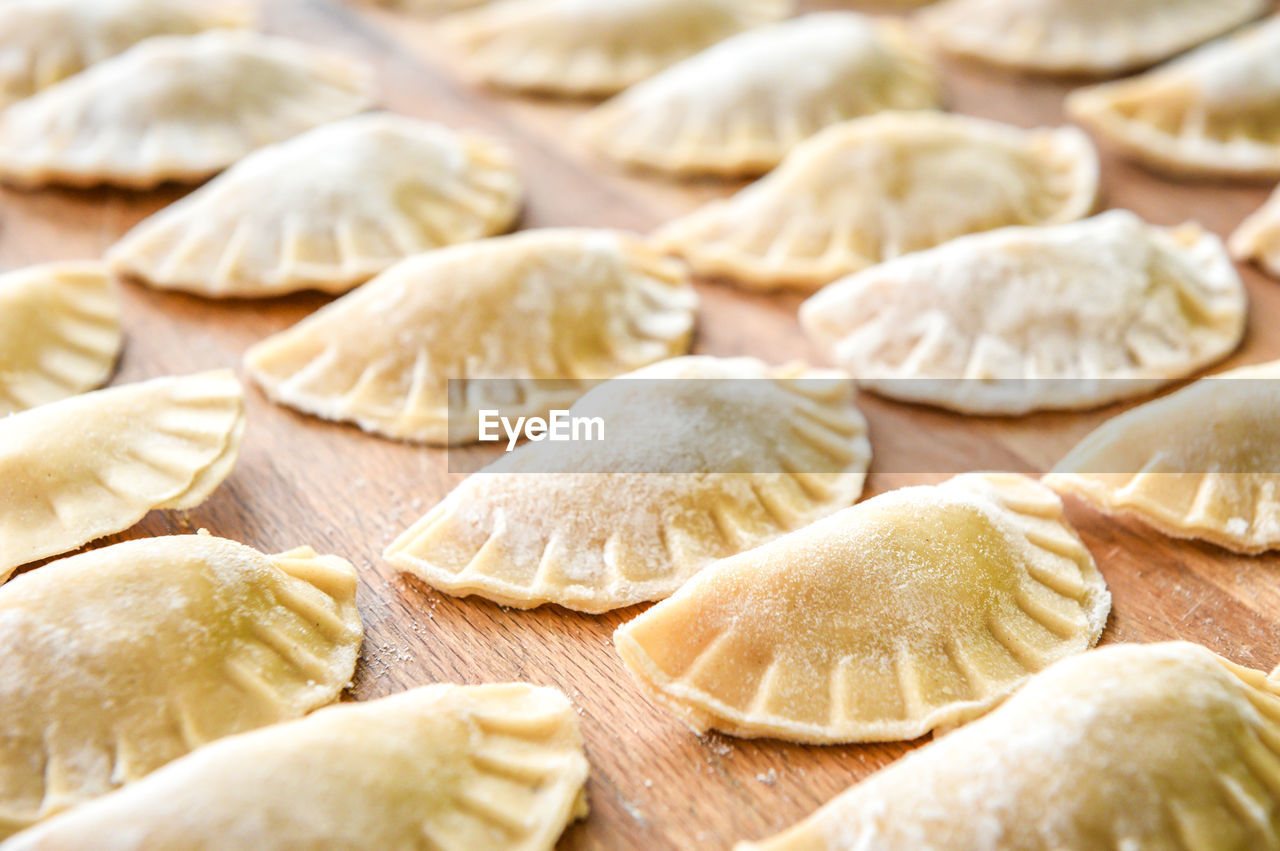 Close-up of raviolis on table