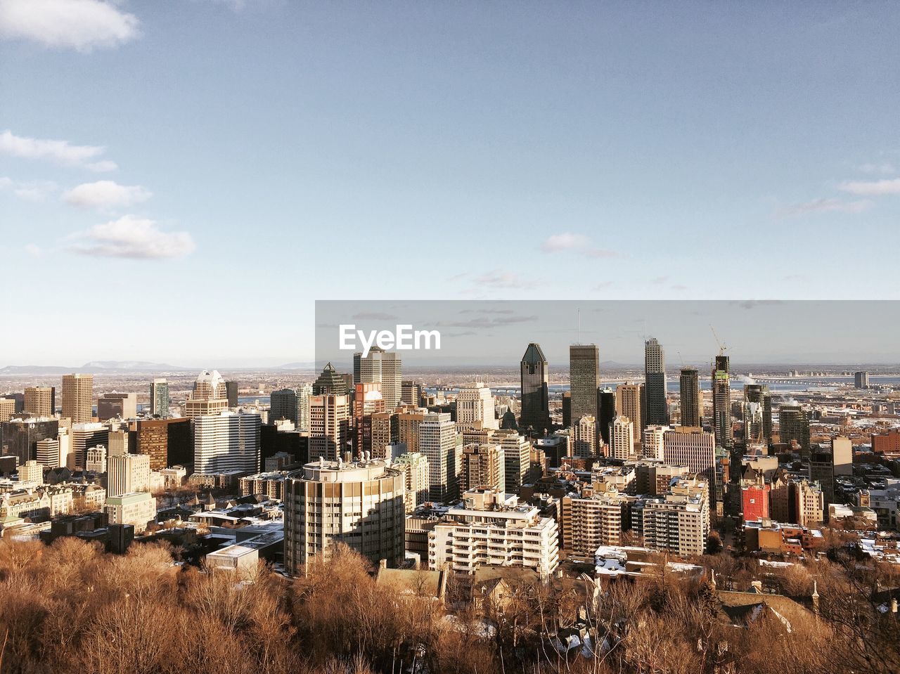 High angle shot of cityscape against sky