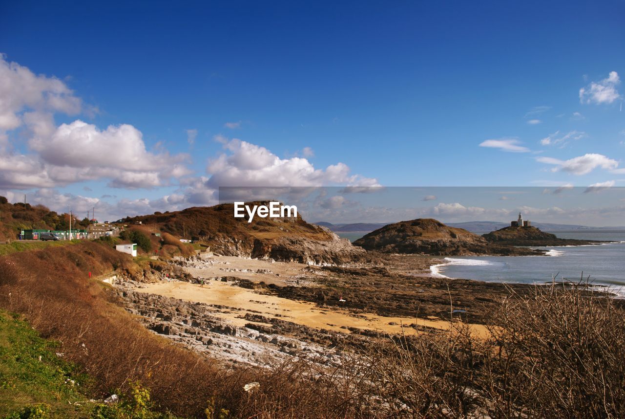 Scenic view of beach against sky