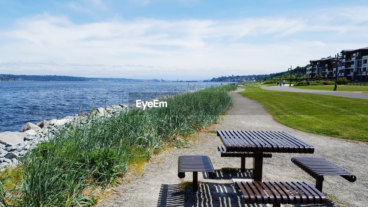 Empty footpath leading to sea