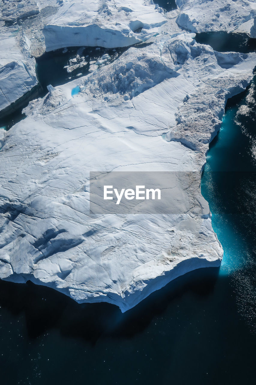 Aerial view of frozen lake