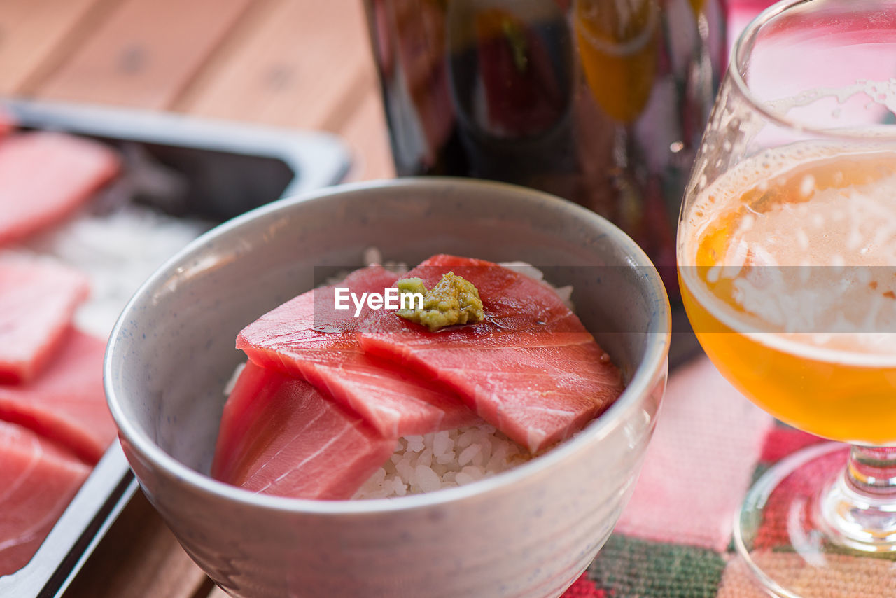 Close-up of food in bowl on table